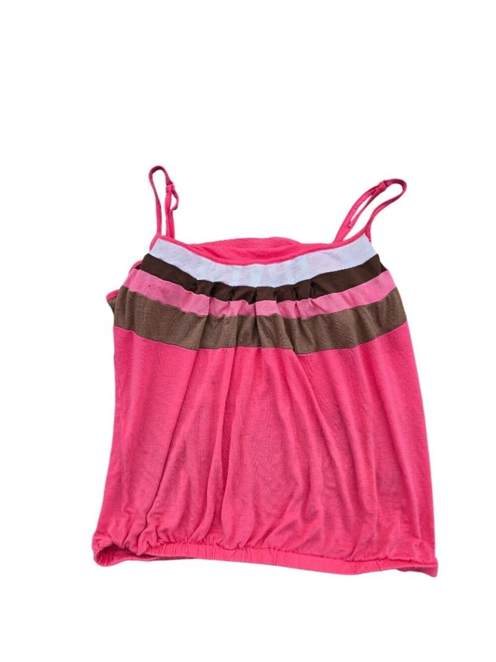New York & Company Women’s Striped Pink Brown Tank Top Adjustable Straps Size S